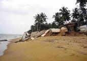 Houses and road that have been destroyed by beach erosion, Marawila